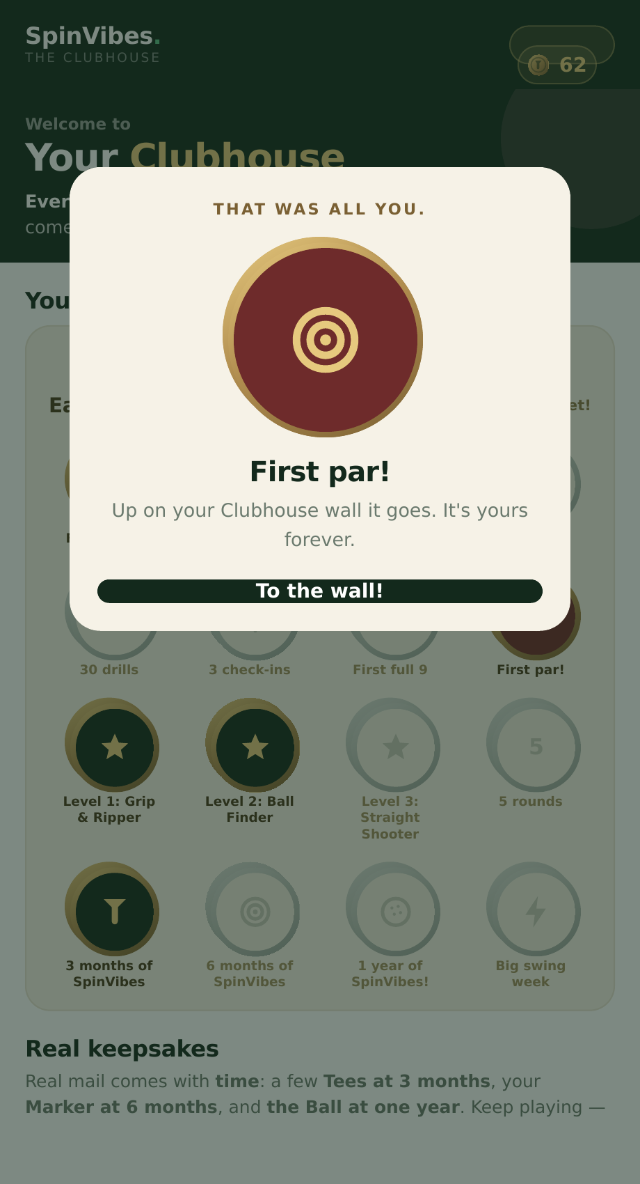 Earning a First Par marker in SpinVibes